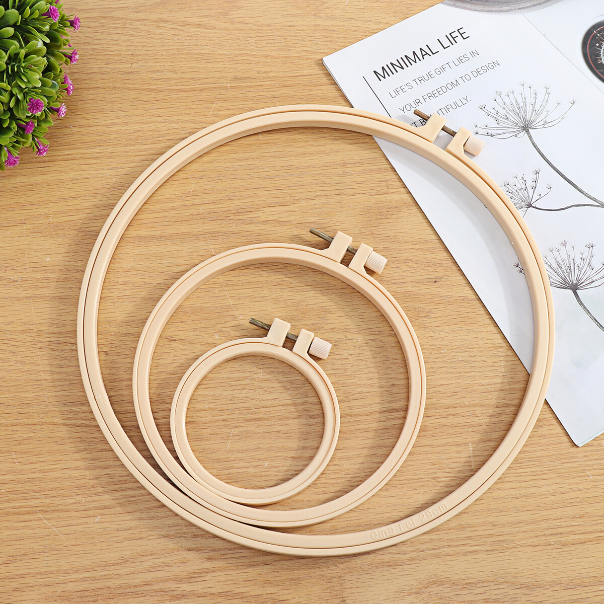 Generic 5 Sizes Wooden Bamboo Hand Embroidery Cross Stitch Ring Hoop