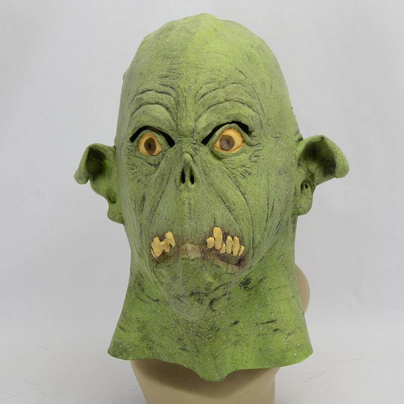 Green alien latex mask Halloween party decorations Party atmosphere decoration Pretend Playsets Simulation mask
