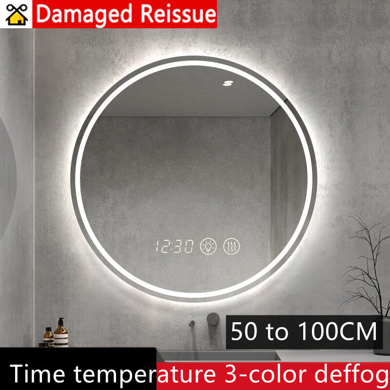 kingdom Bathroom Smart Mirror Hotel Touch Mirror LED Lighting Mirror Toilet Luminous Mirror Time Temperature Display Function Mirror Dimming Color Mirror Beauty Mirror ราคา 1,625 บาท*ส่งฟรี