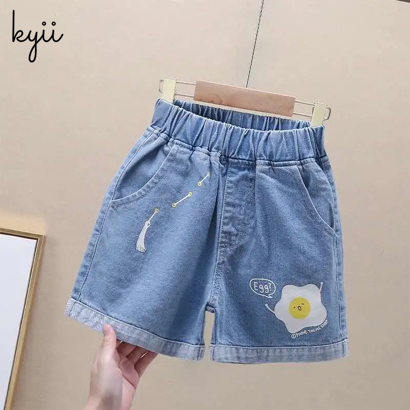 Kyii quần short denim bé gái quần bé gái rộng cạp cao hàn quốc trẻ em ky22026