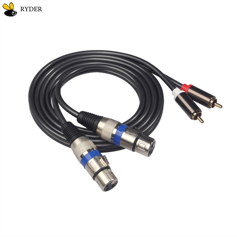 Dây đồng hoàn toàn 1.5m đầu cắm mạ vàng bộ khuếch đại nữ canon 2rca đến 2xlr kết nối âm thanh liên kết âm thanh cho bộ trộn cáp micro