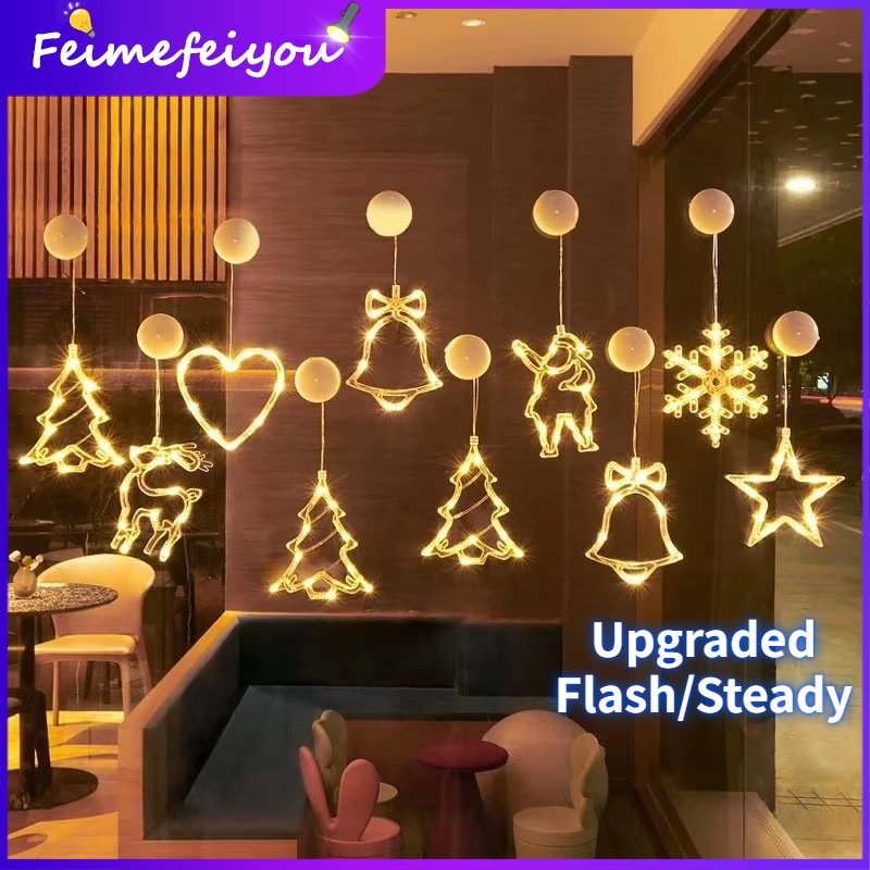 valentines day gift led light suction cup light led Xmas Tree decor items 2023 gift blinking Fairy lights for Christmas home Garland Bedroom Living Room mall window scene decoration room atmosphere decoration holiday hanging lights