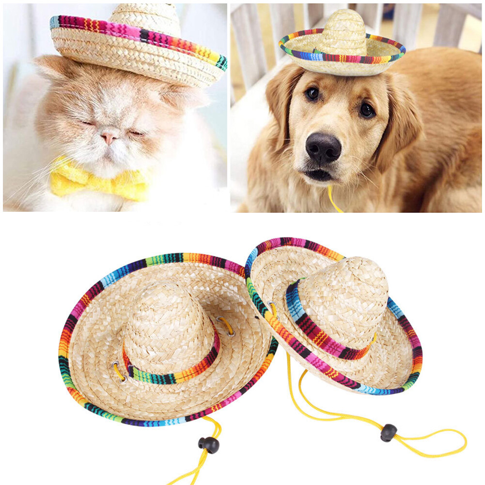Phong cách Mexico Phụ kiện cho thú cưng mini chó cưng Mũ Rơm Mũ che nắng Mũ cói bữa tiệc trên bãi biển cho Chó mèo phụ kiện ngộ nghĩnh