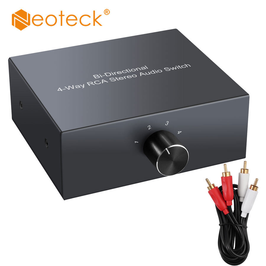 Neoteck Công Tắc Âm Thanh Stereo RCA Hai Chiều 4 Chiều Công Tắc Âm Thanh Kênh Âm Thanh L/R 1 Trong 4 Đầu Ra Hoặc 4 Trong 1 Đầu Ra Bộ Chia Công Tắc Âm Thanh Nổi RCA Bộ Chọn Cho Loa DVD Âm Thanh Nổi Máy Nghe Nhạc CD