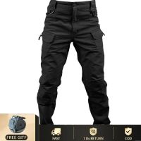 Fuguiniao IX7 IX9 100% Cotton Stretch Fabric Multi-function City Tactical Sports Pants Mens Cargo Pants Mens Casual Multi-pocket Pants S-6XL（Free Belt）