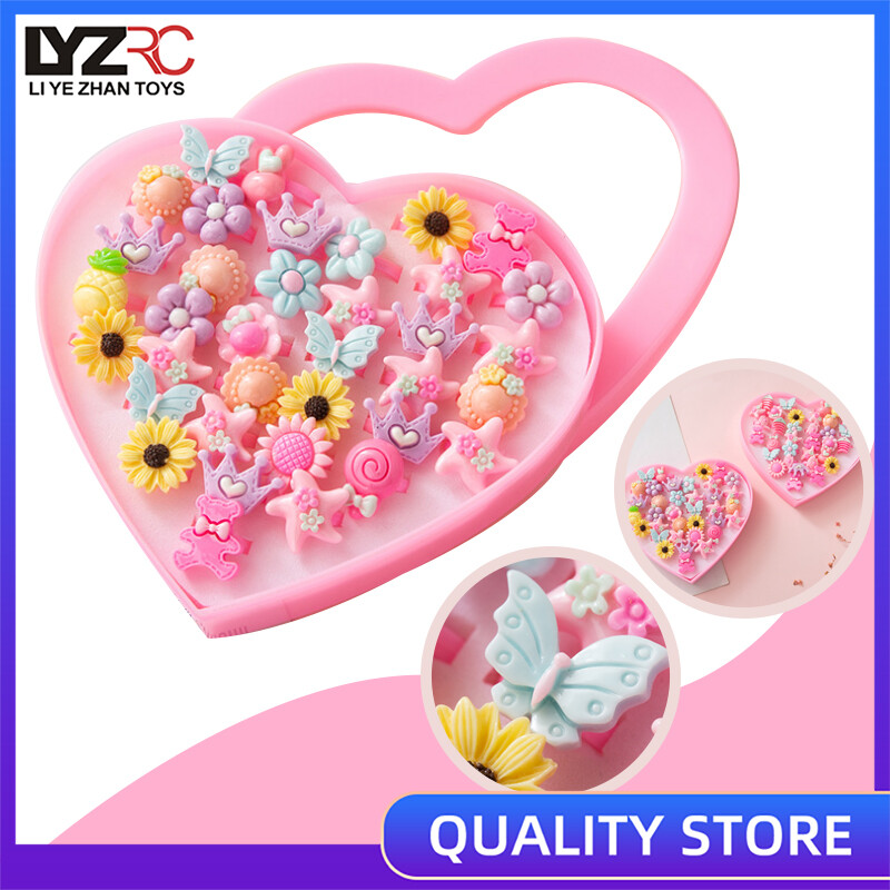 LYZRC 36 Cái/gói Trẻ Em Của Phim Hoạt Hình Nhẫn, Bộ Nhẫn Hình Nơ Động Vật Hoa Kẹo Ngọt Trộn Nhẫn Trang Sức Ngón Tay Đồ Chơi Bé Gái
