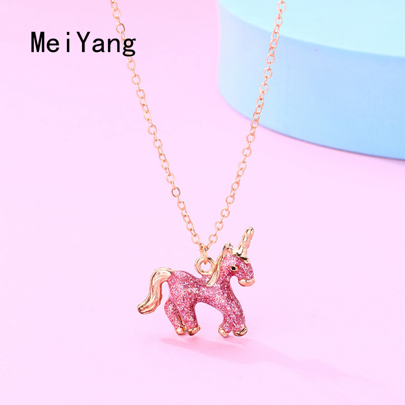Meiyang vòng cổ mặt dây chuyền kỳ lân hoạt hình dễ thương thời trang mới vòng cổ kỳ lân kim sa nhỏ giọt bằng hợp kim cho trẻ em quà tặng trang sức