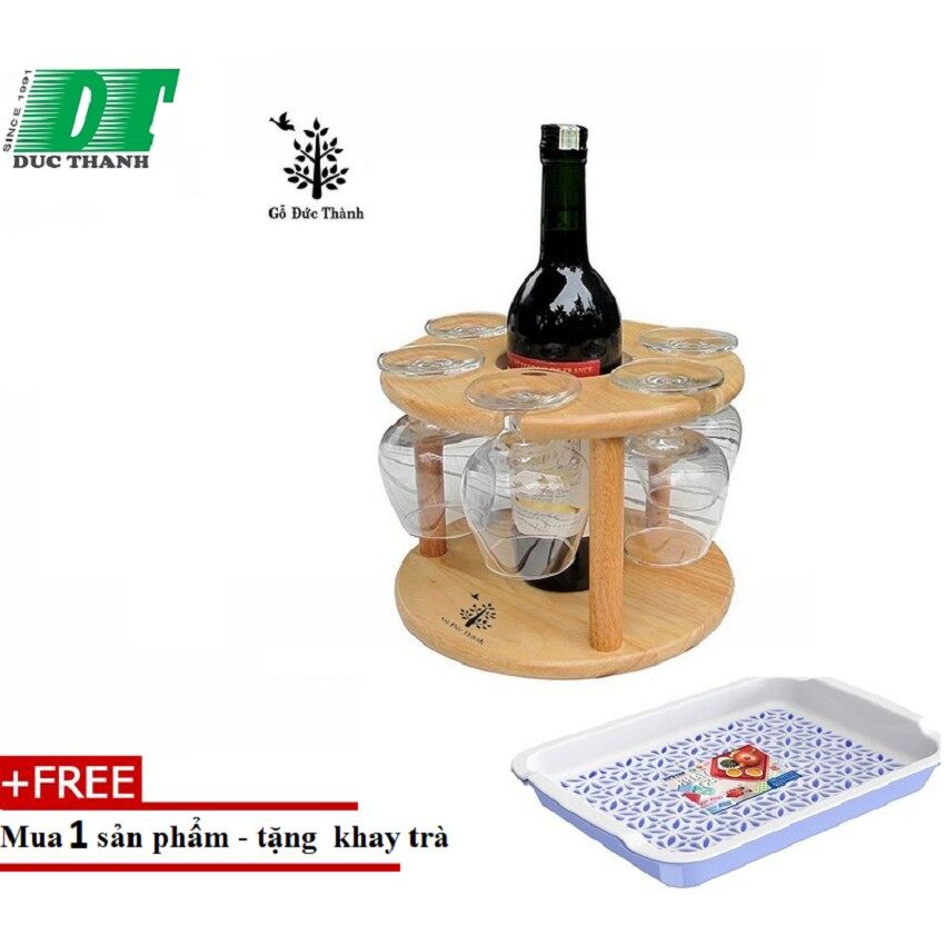 Kệ đựng ly và chai gỗ đức thành 27041k- tặng kèm 1 khay úp ly