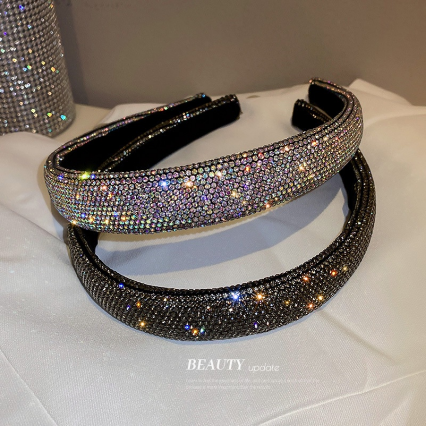 Full Diamond Super Flash Temperament Hair Band Fashion Wild Color Drill Press Hair Hoop Simple Personality Headbands Trend Hair Accessories