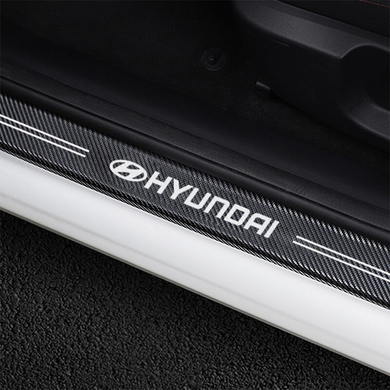4 Cái Auto Trang Trí Xe Ngưỡng Cửa Dán Scuff Tấm Guards Cho Hyundai Ngưỡng Cửa Carbon Fiber Protector Phụ Kiện