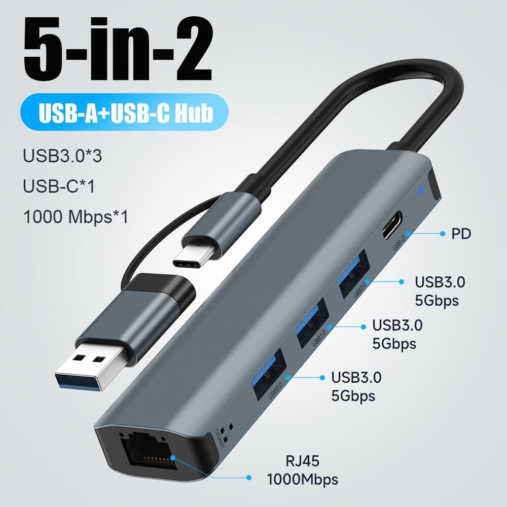 USB C HUB USB-C USB-A Multiport Adapter Type C USB 3.0 PD 100W Gigabit