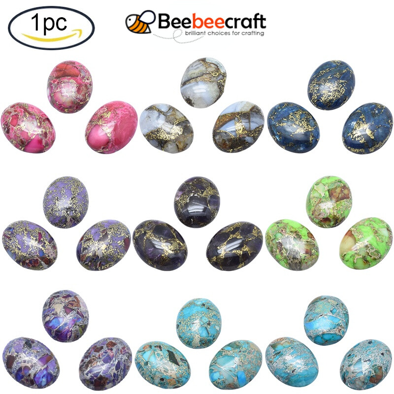 1 pc Brass Line Regalite/Imperial Jasper/Sea Sediment Jasper Cabochons Flat Oval 30x22~22.5x6mm for Jewelry Necklace Making DIY