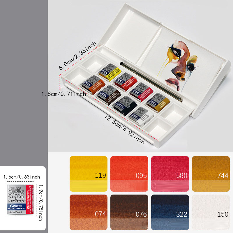 Winsor & Newton rắn màu Nước Bộ túi di động nhỏ gọn sắc tố tinh khiết sống động màu sắc nhanh chóng hòa tan trong nước tuyệt vời pha trộn cho chân dung phong cảnh hoa phác thảo ngoài trời