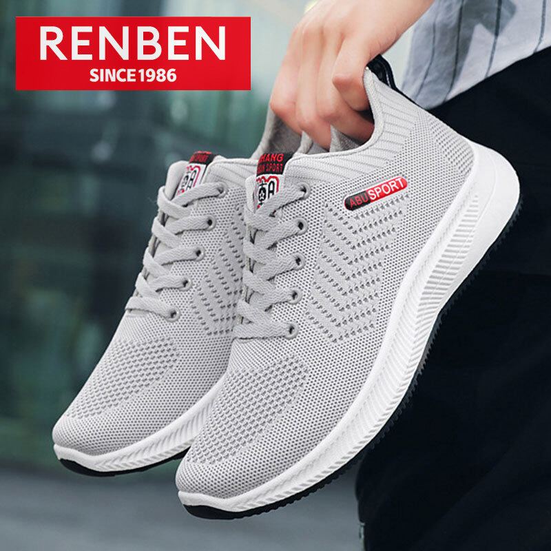 RENBEN Men's sports shoes comfortable and breathable flying woven men's shoes fashion wear-resistant running shoes casual sports shoes for men
