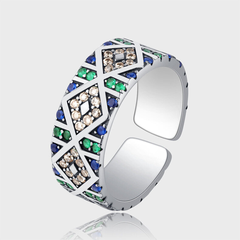 S925 sterling thiên thần màu bạc mắt lấp lánh nhẫn zirconia cho nữ