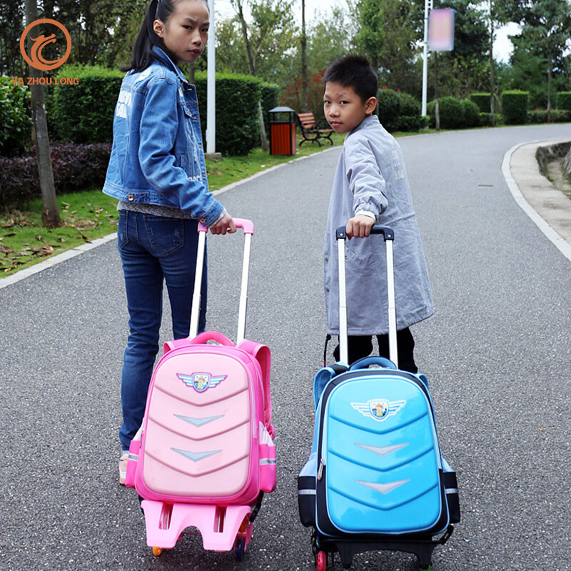 YA ZHOU LONG Túi Đi Học Có Bánh Xe Kéo Dài Túi Đi Học Chống Nước Dung Tích Lớn Cho Trẻ Em