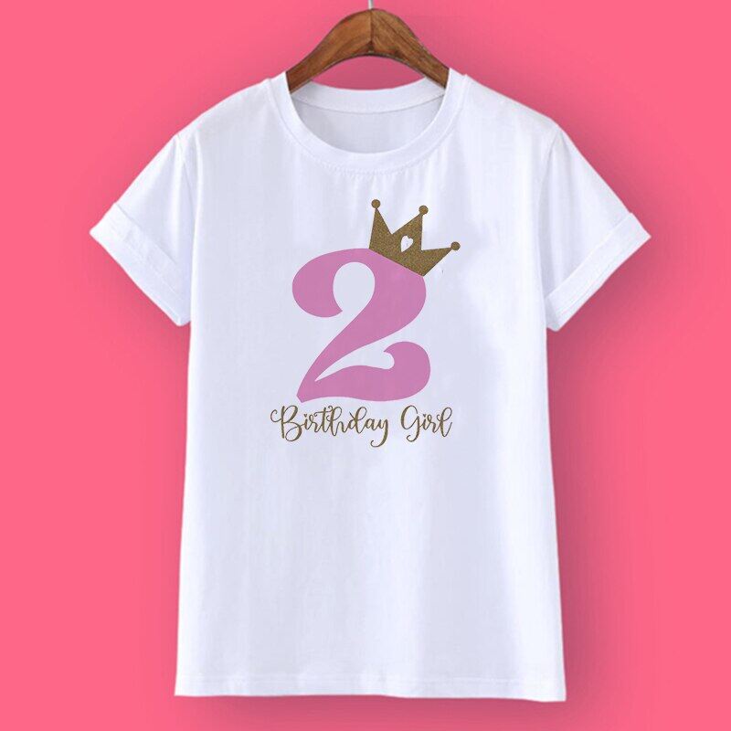 Funny Crown Gift of Birthday Girls Personalised T Shirt 1-10Y Custom Name T-Shirt Wild Tee Girls Party Tshirt Clothes Kids Gifts Fashion Tops - 8