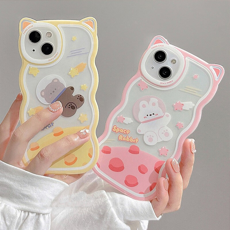 Casing For iPhone 14 13 12 11 Pro Max X XR Xs Max 8 7 6 6s Plus SE 2020 Rabbit Cat Ears Phone Case Clear Soft Protective Cover