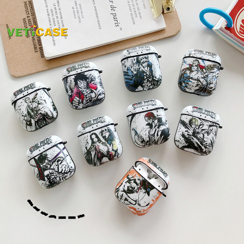 Tranh cướp biển Luffy Zoro ACE Tai nghe trường hợp đối với Apple Airpod Pro AirPods 1 2 3 vỏ mềm Silicone tai nghe airpods vỏ Pouch Phụ kiện bảo vệ AirPod Đen trắng đỏ