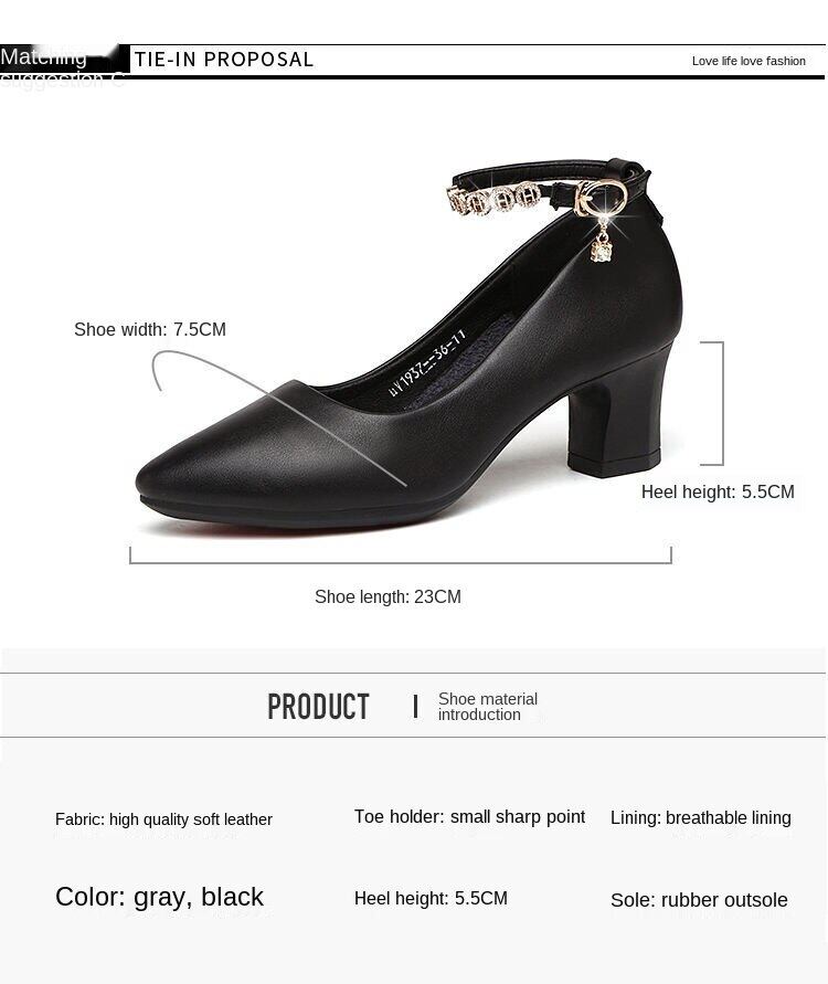 Mother shoes mid-heel low-heel leather soft sole women's single shoes 2020 new middle-aged spring and autumn women's one-word buckle shoes