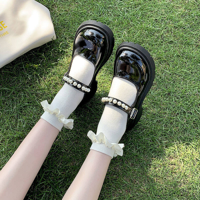 รองเท้าหนังขนาดเล็กสไตล์วิทยาลัยญี่ปุ่น2021สำหรับผู้หญิง,รองเท้าหนังส้นหนาสไตล์เรโทรสำหรับฤดูใบไม้ผลิและฤดูร้อนรองเท้าสำหรับผู้หญิงใส่ได้ทุกโอกาส