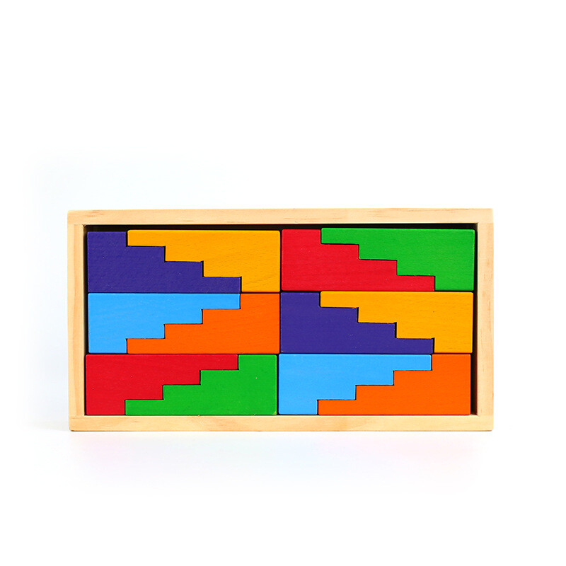 Wooden Rainbow Stairs Wood Blocks Colored Geometry Block Nordic Wood Toys Kids Creative Wooden Jenga Montessori Educational Toys