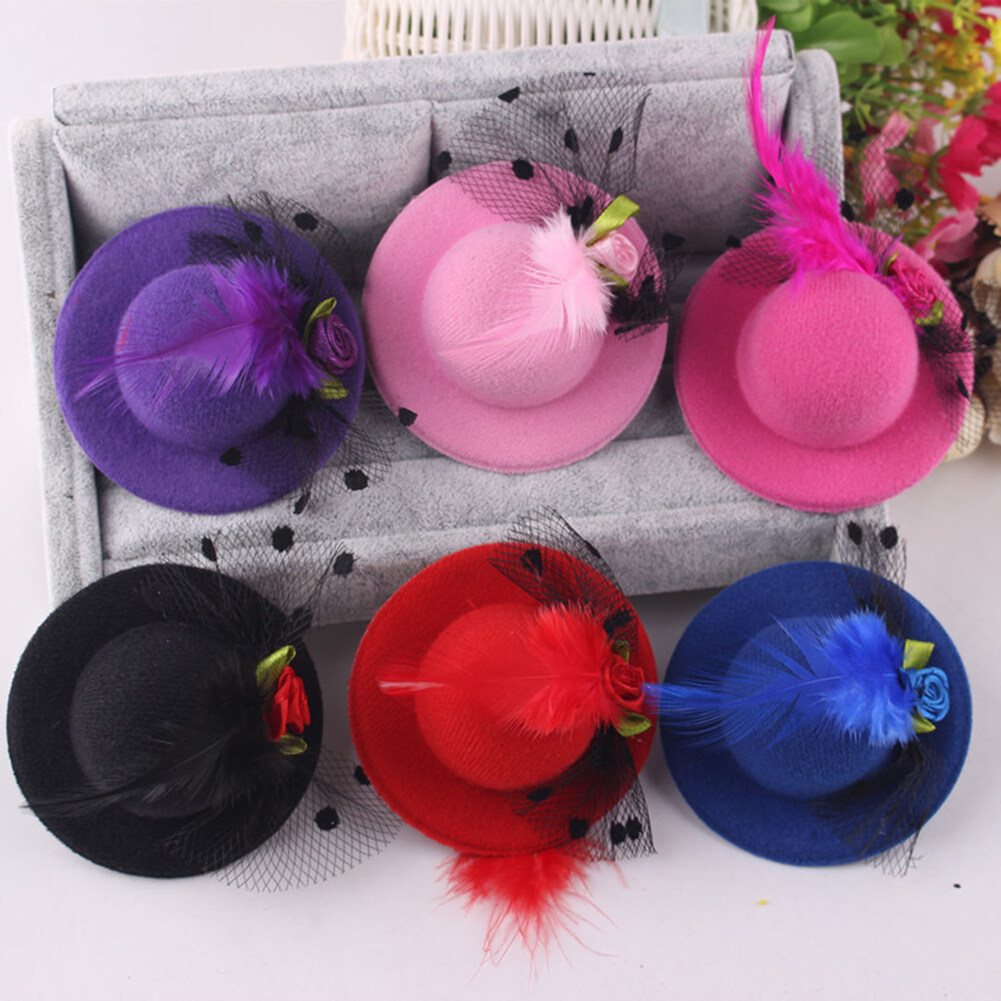 Phoenix B2C 6Pcs Child Girl Mini Hat Hairpin Hair Clip Veil Flower  Fascinator Kids Headwear | Lazada PH