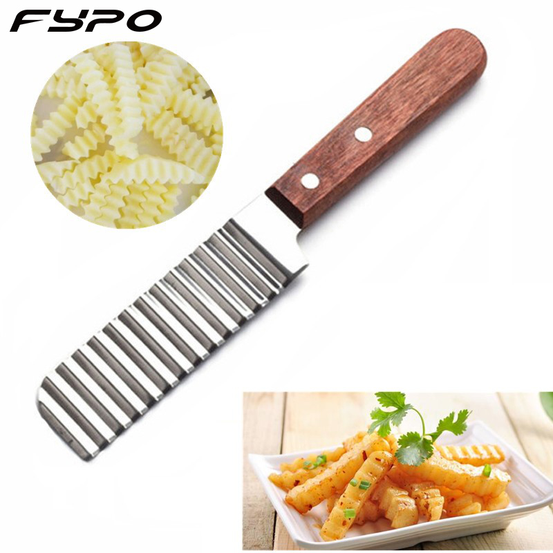 Fypo Wave Cutter Knife French Fries Potato Slicer Stainless Steel Crinkle Cutter with Non-slip Handle Multi-function Chip Dough Carrot Vegetable Wavy Cutter Kitchen Gadget Tool ราคา 78 บาท*ส่งฟรี