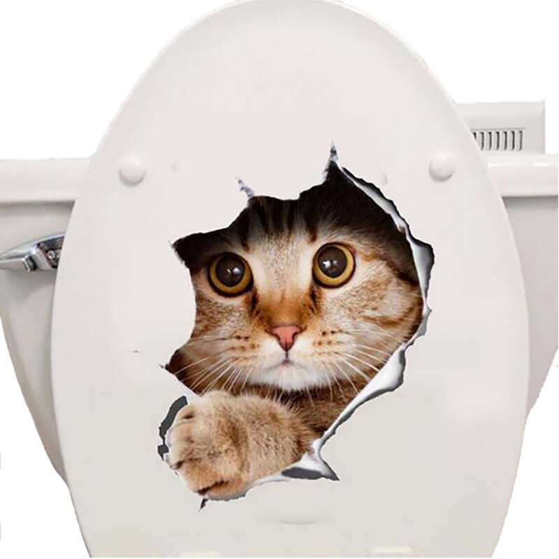 Đề Can 3D Chó Mèo Hình Dán Tường Phòng Tắm Phòng Ngủ Động Vật Nhà Vệ Sinh Dán Trang Trí Nội Thất Áp-phích Nghệ Thuật