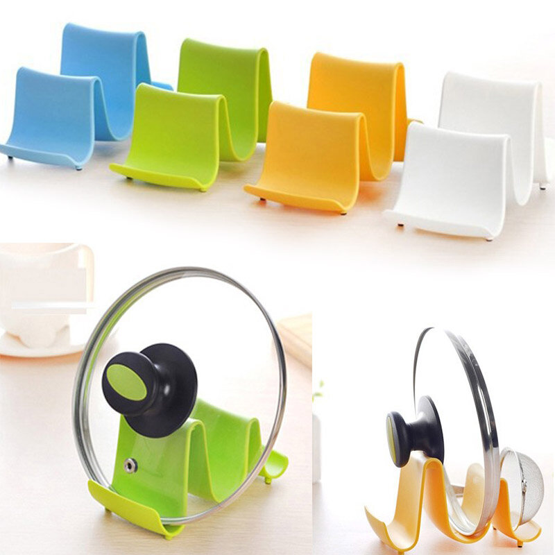 Shoothe nồi nắp Kệ nhựa nồi chủ Kệ Nồi nắp Pan Kệ dụng cụ nhà bếp muỗng lưu trữ giá sóng thiết kế phụ kiện nấu ăn 1 cái