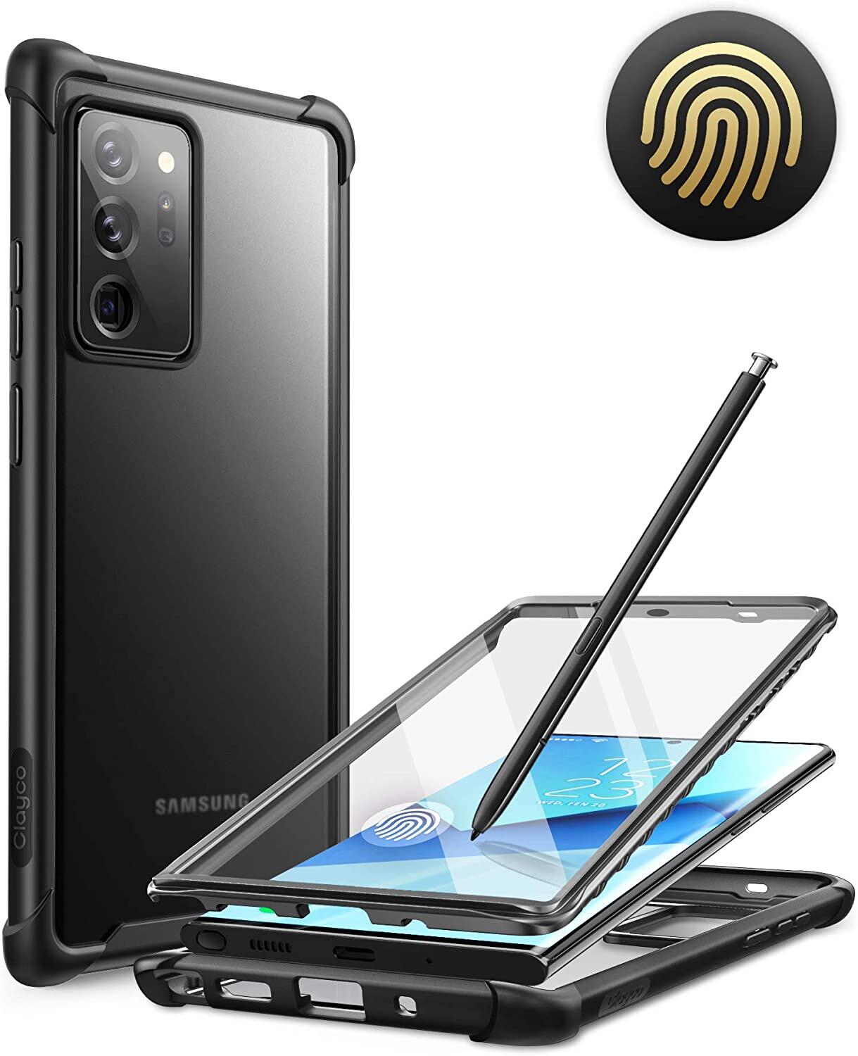 Ốp lưng clayco Forza cho Samsung Galaxy Note 20 Ultra 2020 phát hành bảo vệ màn hình tích hợp tương thích với vân tay ID vỏ bọc toàn thân