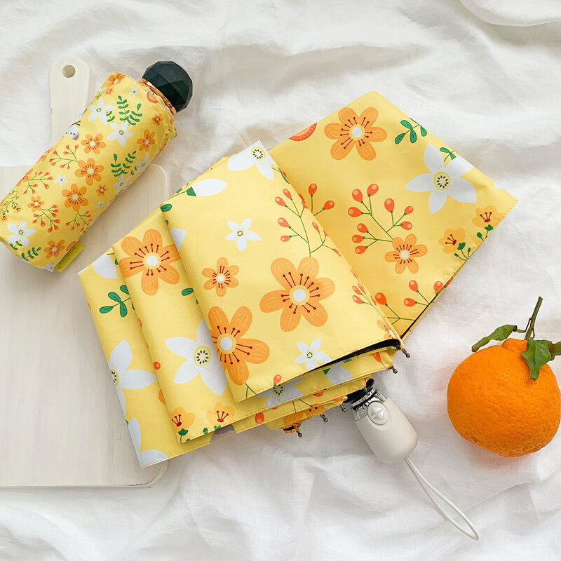 Ô tự động ô mini hình hoa màu vàng dễ thương ô chống nắng chống tia uv