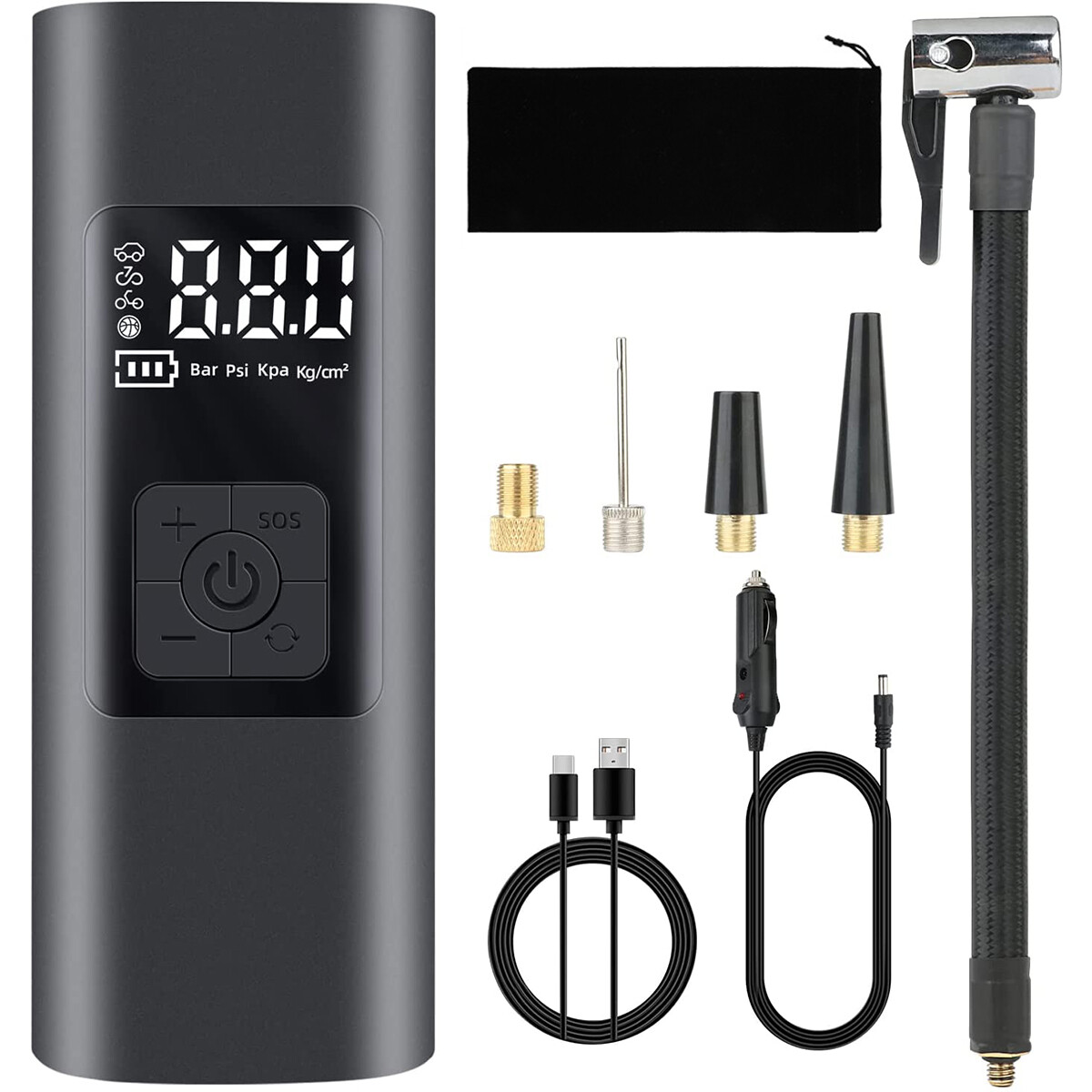 Máy bơm lốp cho xe hơi máy nén khí máy bơm lốp cho xe đạp máy bơm lốp xe máy máy nén khí 150psi máy bơm không dây có thể sạc lại máy bơm lốp điện kỹ thuật số
