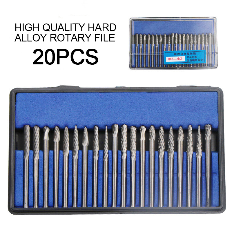 10 cái/bộ dũa quay cacbua vonfram mũi khoan xoay bằng hợp kim cứng máy cắt khắc, đầu mài cán 40mm cho drillac dril