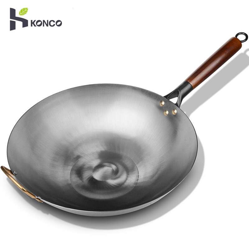 Konco 32cm 34cm Chinese Traditional Wok iron Frying pan Gas cookware Pot