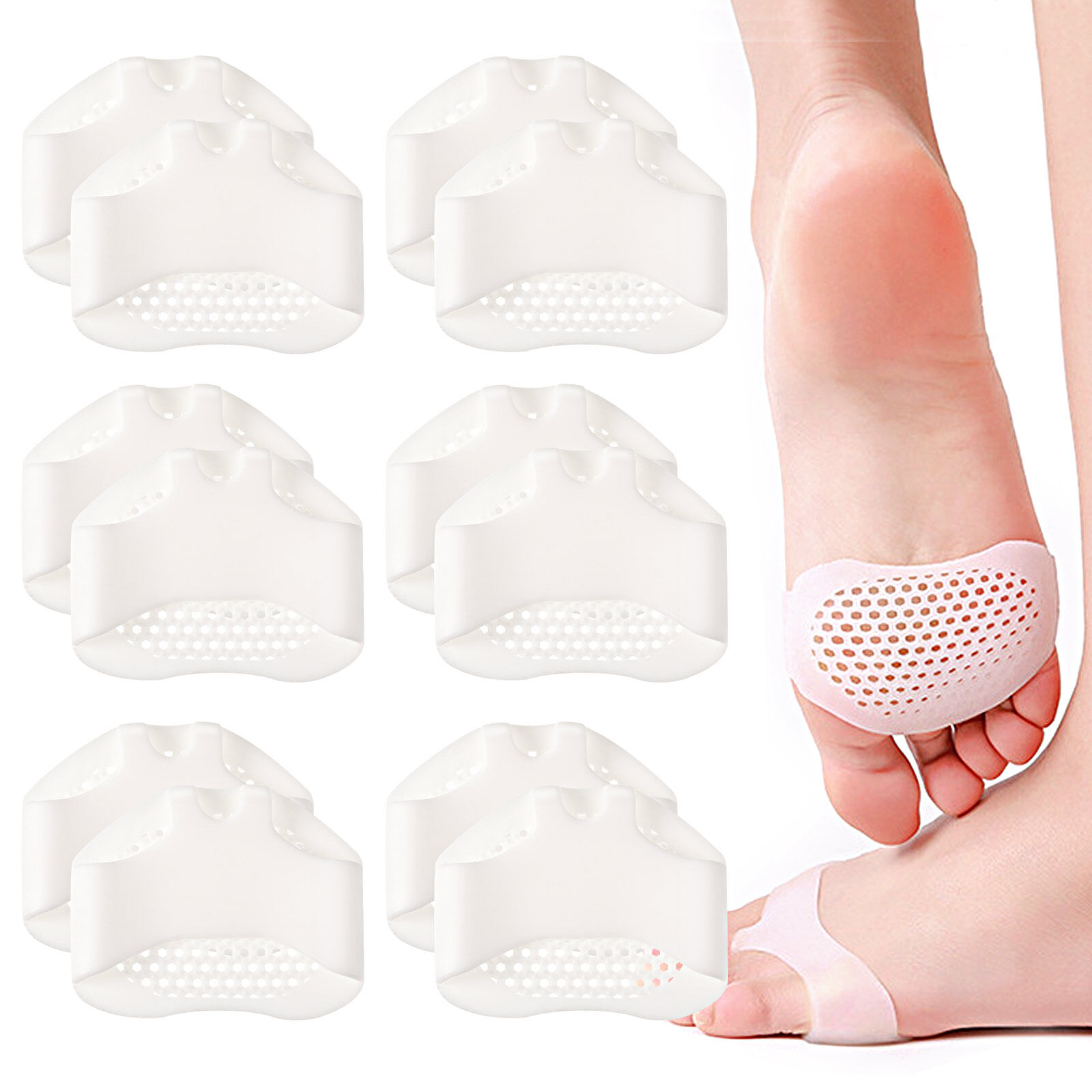 6 cặp Silicone tấm đệm mũi chân miếng chia ngón chân đệm căng không trượt