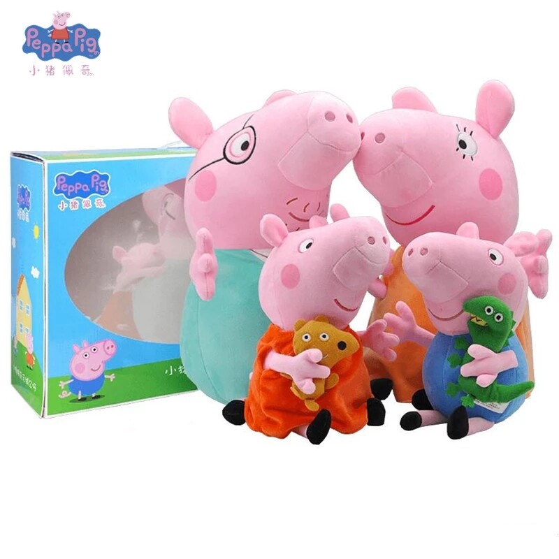 Đồ chơi nhồi bông gia đình heo peppa 4 cái/bộ búp bê nhồi bông hình heo george hoạt hình heo peppa quà tặng sinh nhật giáng sinh cho trẻ em