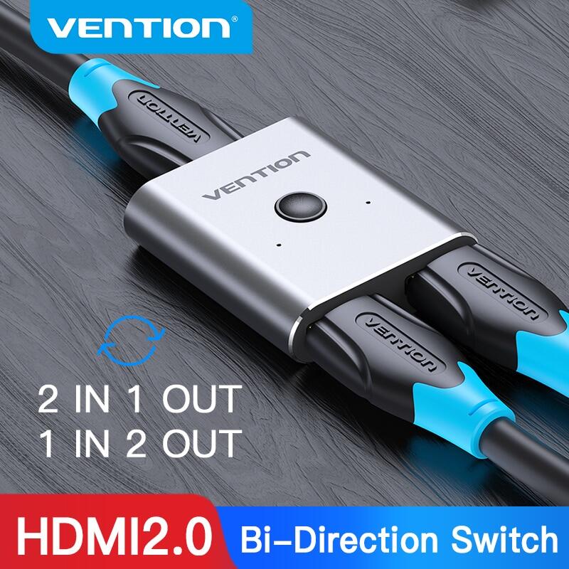 Vention bộ chuyển đổi hdmi 2.0 4k bi-hướng 2 trong 1 ra hdmi 2.0 adapter cho ps4/5 tv box chuyển đổi hdmi 1x2/2x1 bộ chia cổng hdmi 2.0