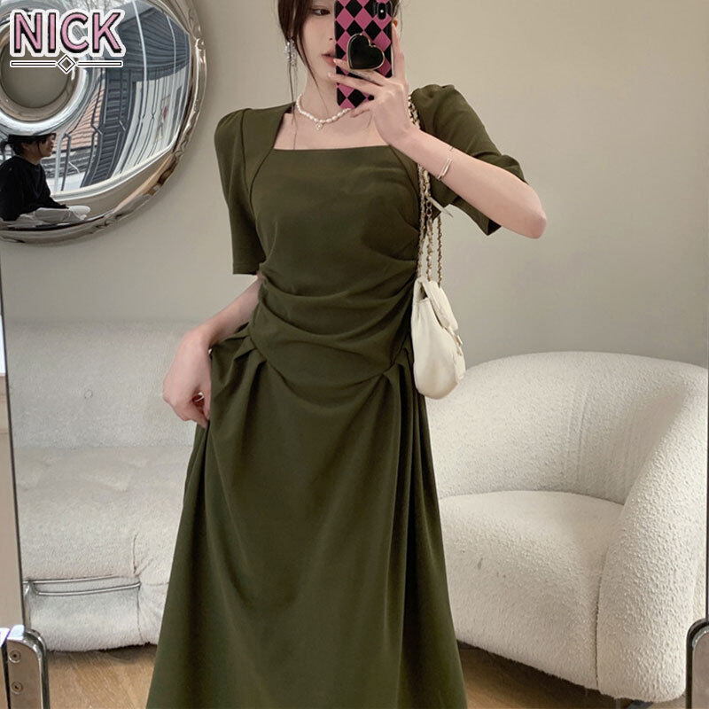 Nick French Đầm hoài cổ phụ nữ giữa Chiều dài trà Break ăn váy đen nhỏ