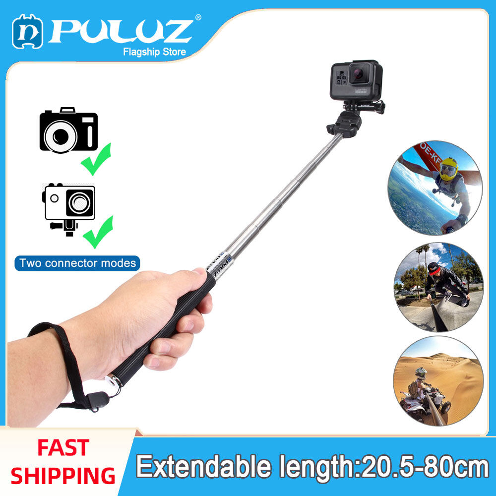 PULUZ Extendable Handheld Selfie Monopod for GoPro HERO10 Black / HERO9 Black / HERO8 Black / HERO7 /6 /5 /5 Session /4 Session /4 /3+ /3 /2 /1, Xiaoyi and Other Action Cameras, Length: 22.5-80cm