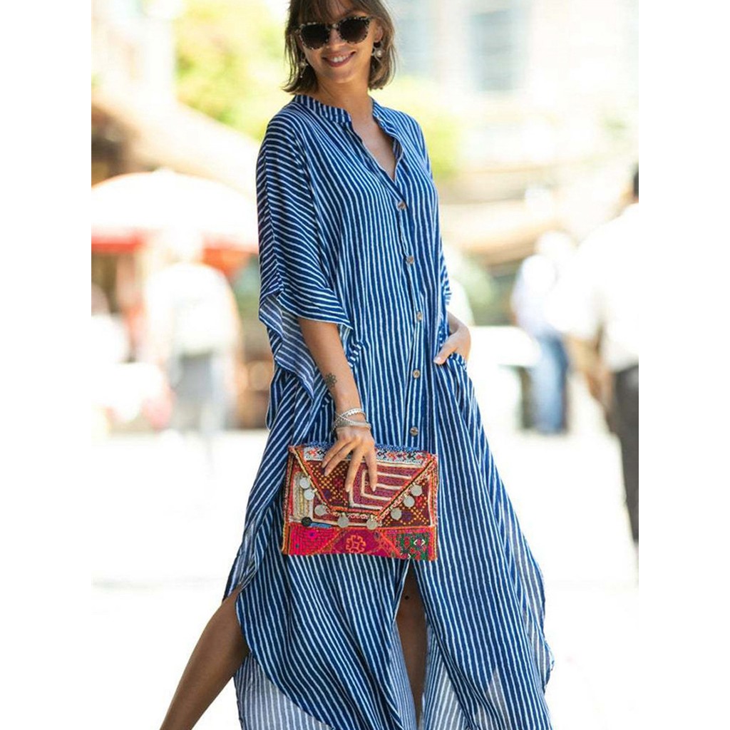 princess polly baby blue dress CAROLINA HERRERA Belted striped cotton-poplin mini dress