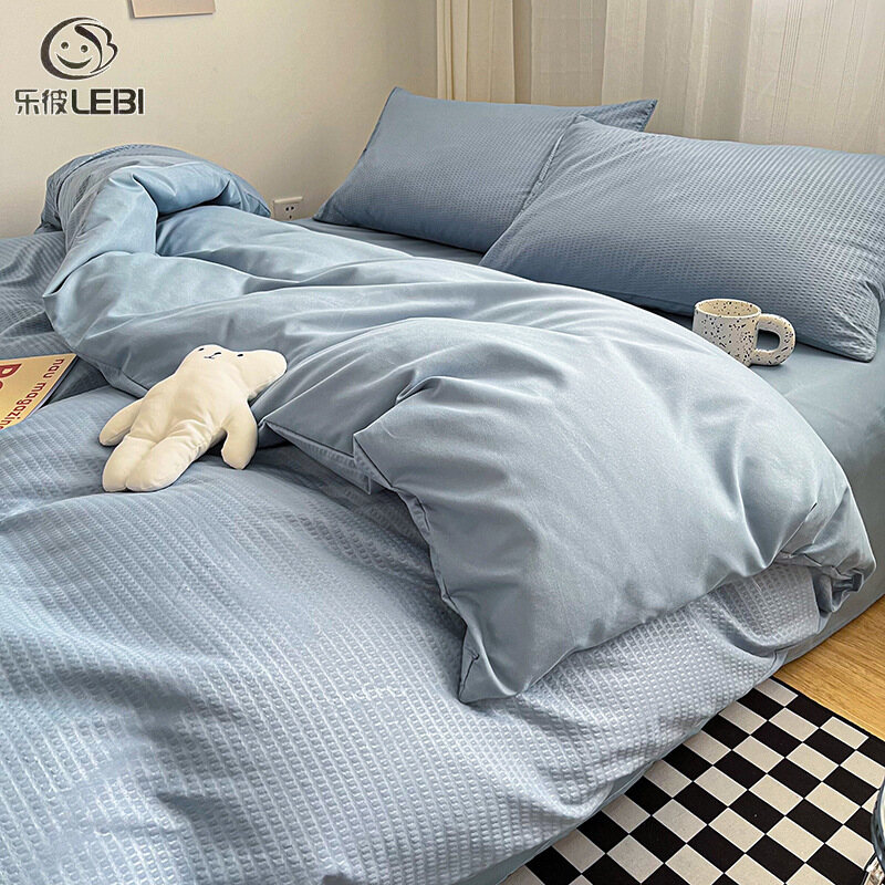 Waffle four-piece set 1.8 quilt cover sheet dormitory Four Seasons hotel bedding home textile ราคา 627 บาท*ส่งฟรี