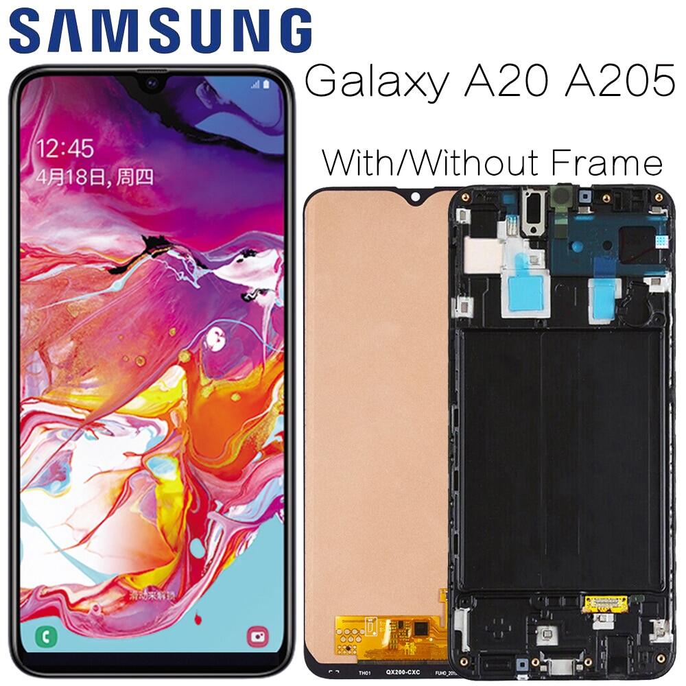 【】 AMOLED 6.4 "Màn hình LCD cho Samsung Galaxy A20 A205 sm-a205f Màn hình LCD màn hình thay thế cho 