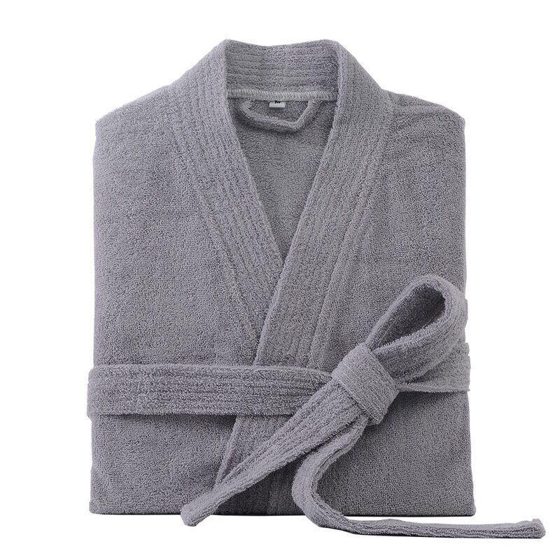 100% Áo choàng tắm bằng vải bông Cho Nam Giới dày dài Thấm Terry Áo choàng tắm Kimono Người Đàn Ông Khăn choàng tắm quần áo ngủ nền vải Solid Phụ Nữ Váy Choàng