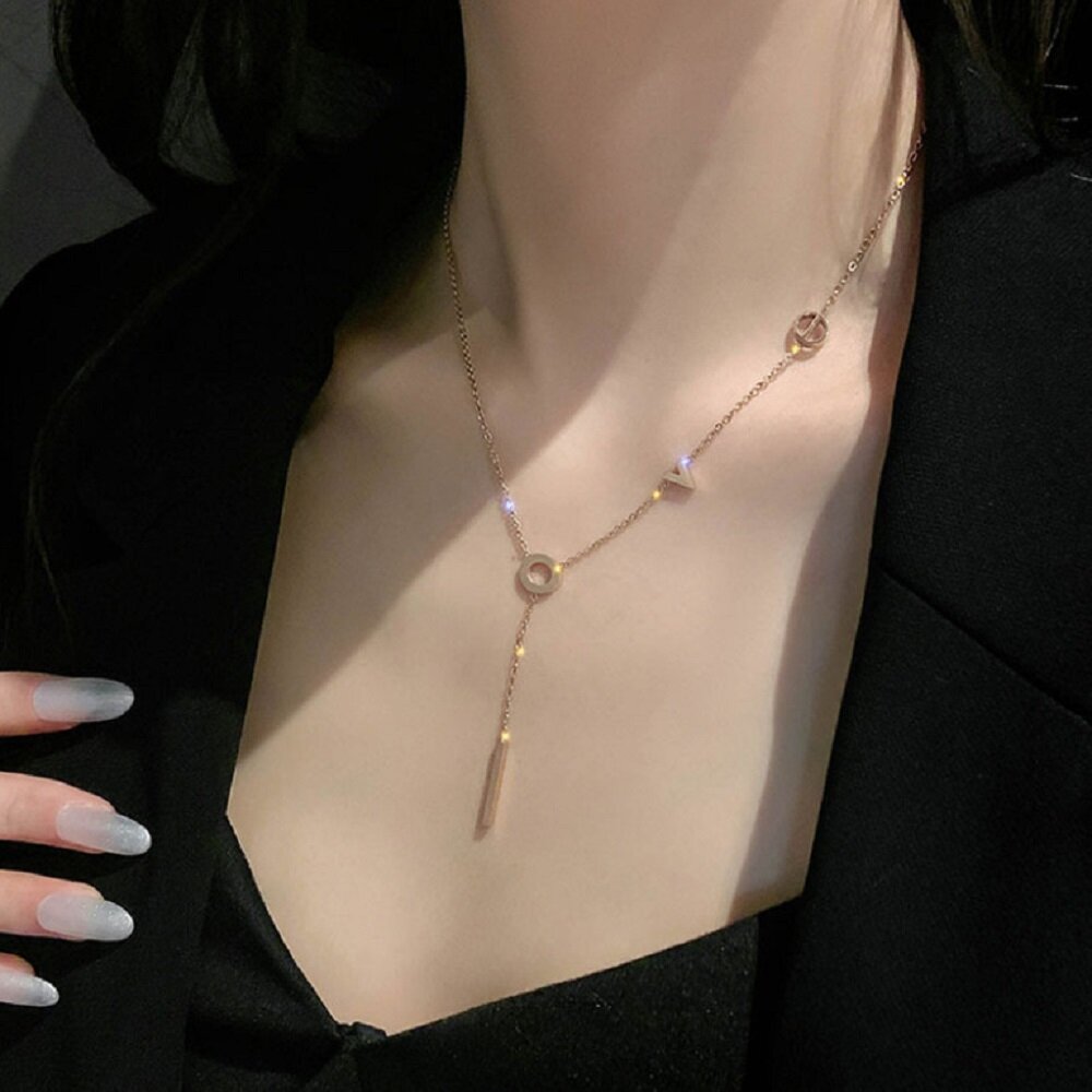 Dây Chuyền Tinh Tế Dễ Thương Mới Dây Đeo Cổ Choker Vàng Đám Cưới Đơn Giản Vòng Cổ Quyến Rũ Chữ Tình Yêu