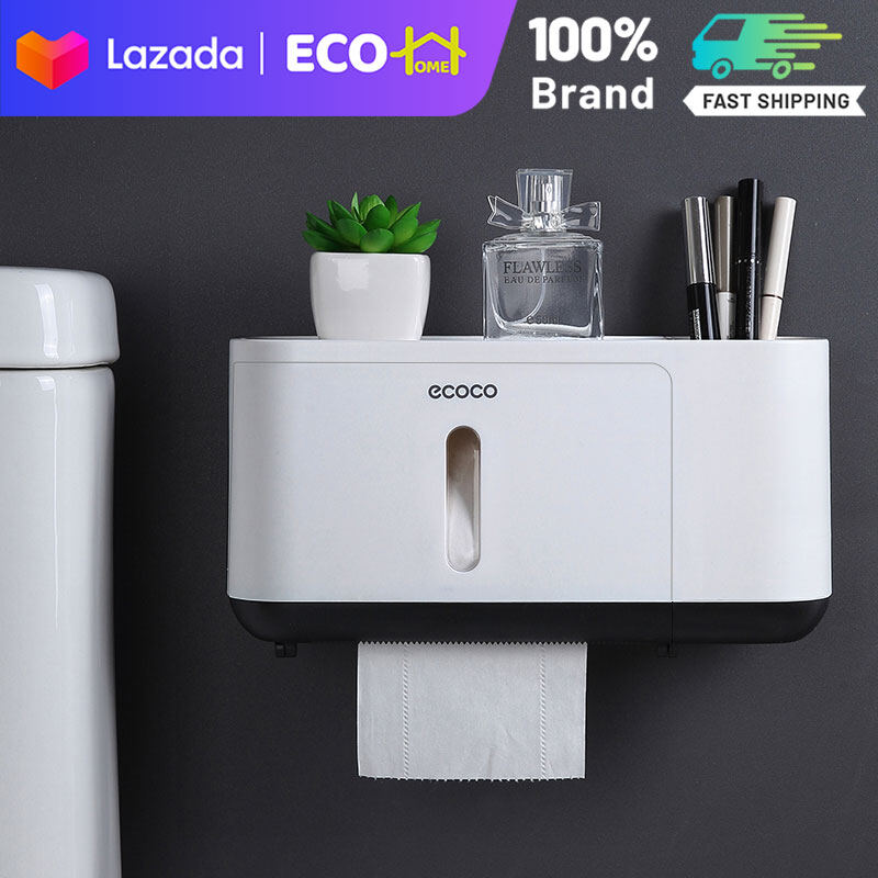 Hộp Đựng Giấy Vệ Sinh Chống Thấm Nước 360 ° Kiểu Bắc Âu ECO-HOME, Hộp Đựng Khăn Giấy Hộp Đựng Đồ Lớn, Giá Để Đồ Gắn Tường Không Cần Khoan Bán Tự Động Cho Phòng Tắm Nhà Bếp, Phòng Khách