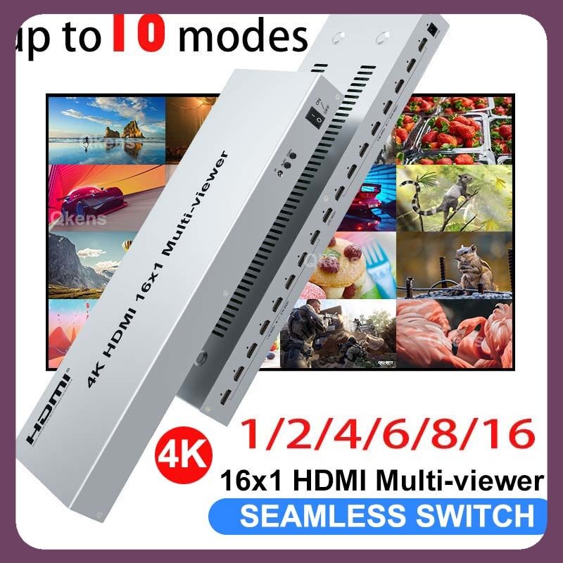 4k 16X1 HDMI Multi Viewer 1080P 4X1 HDMI Quad Screen Multi-viewer Splitter 2 4 6 8 16 In 1 Out Seamless Switch PC Screen Divider ราคา 8,057 บาท*ส่งฟรี