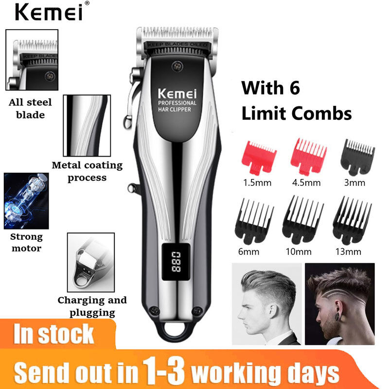 Kemei KM-2619 Men's Professional Cordless Hair Clipper Adjustable Clip Barber Shop LCD Display ราคา 599 บาท*ส่งฟรี