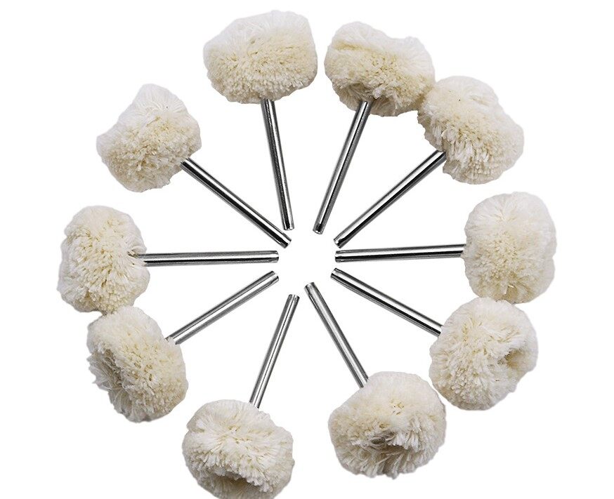 Comforhome 10 Chiếc Len Lông Cừu Đánh Bóng Bánh Xe 2.35Mm Shank Dust Rust Công Cụ Khắc Phụ Kiện