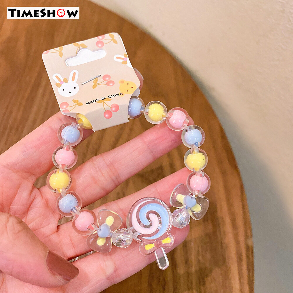 Lazada Thailand - TimeShow Cartoon Children Bracelet Female Princess Jelly Color Beads Cute Girl Kids Bracelet Student Jewelry Bracelet Jewelry